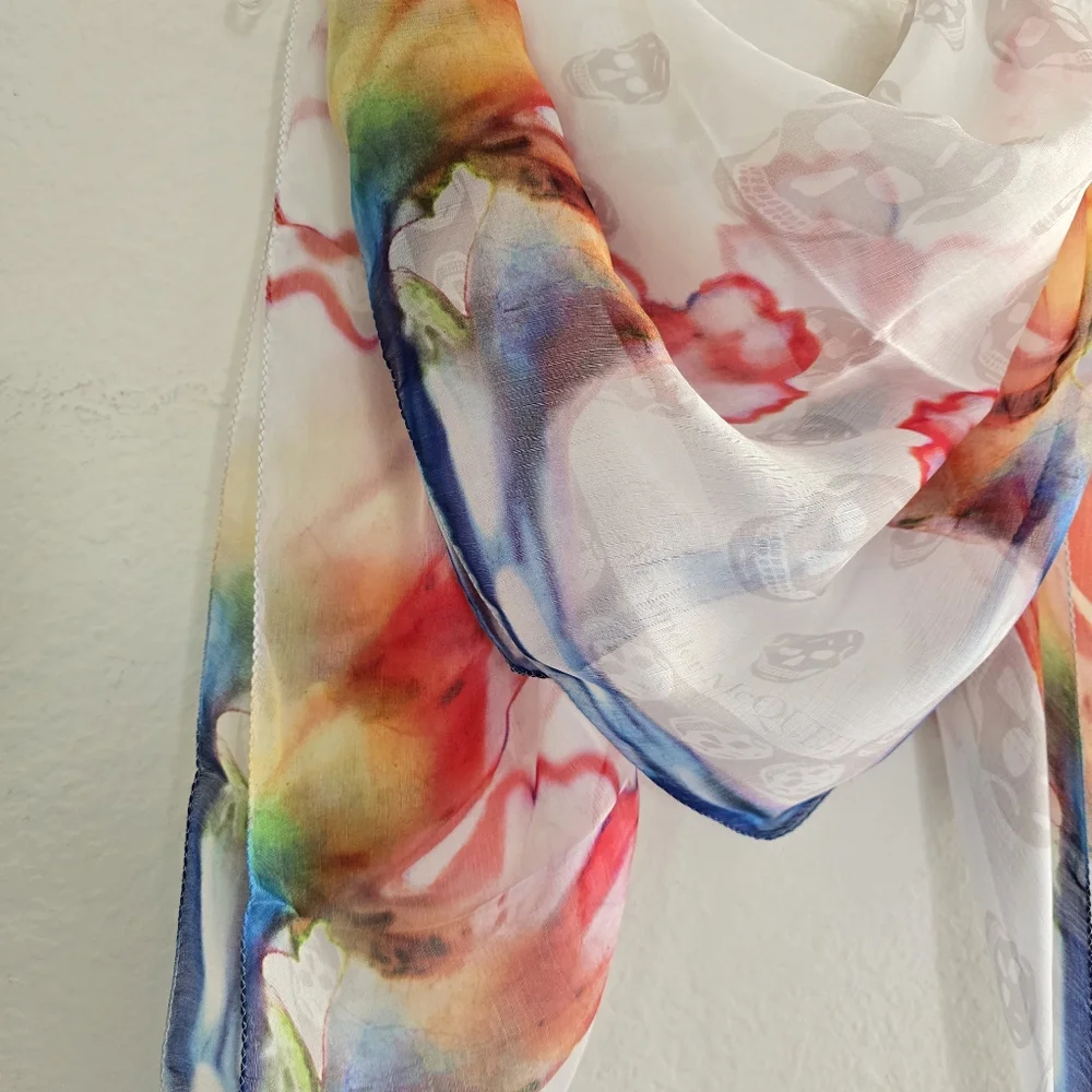 Alexander McQueen Skull Silk Scarf Multicolor - Picture 3 of 7